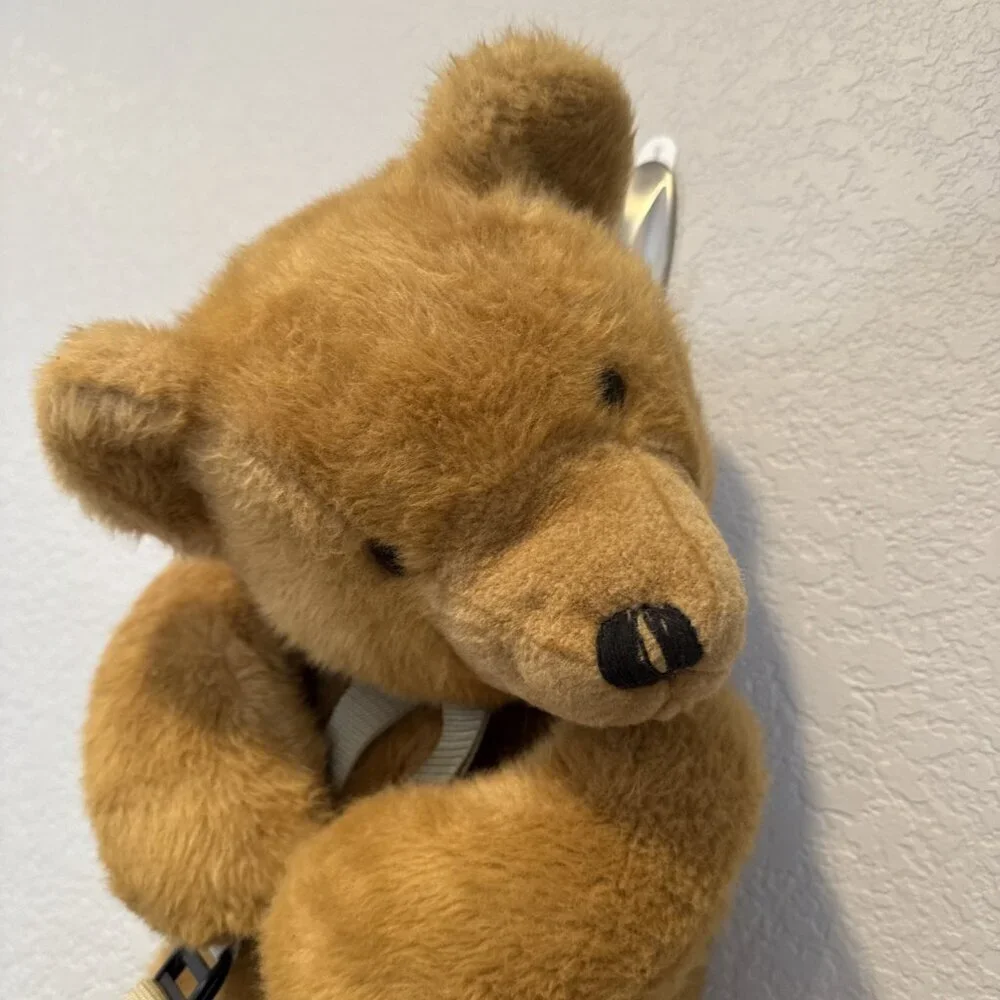 Teddy Bear Plush Backpack Brown Adjustable Straps Y2K Vintage Wild Kiz